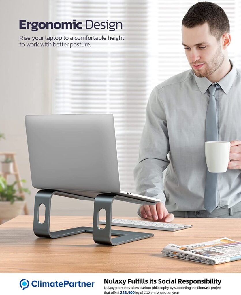 Nulaxy Laptop Stand, Ergonomic design of nulaxy, nulaxy laptop stand