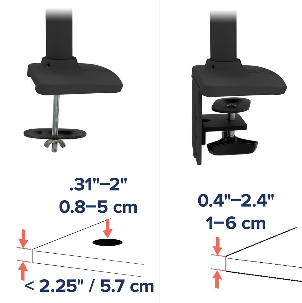 Black monitor clamp with adjustable width. - productcruise.com