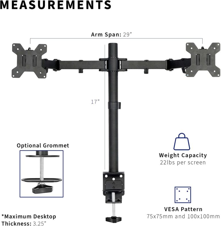 Monitor stand with measurements. - productcruise.com, vivo dual monitor stand