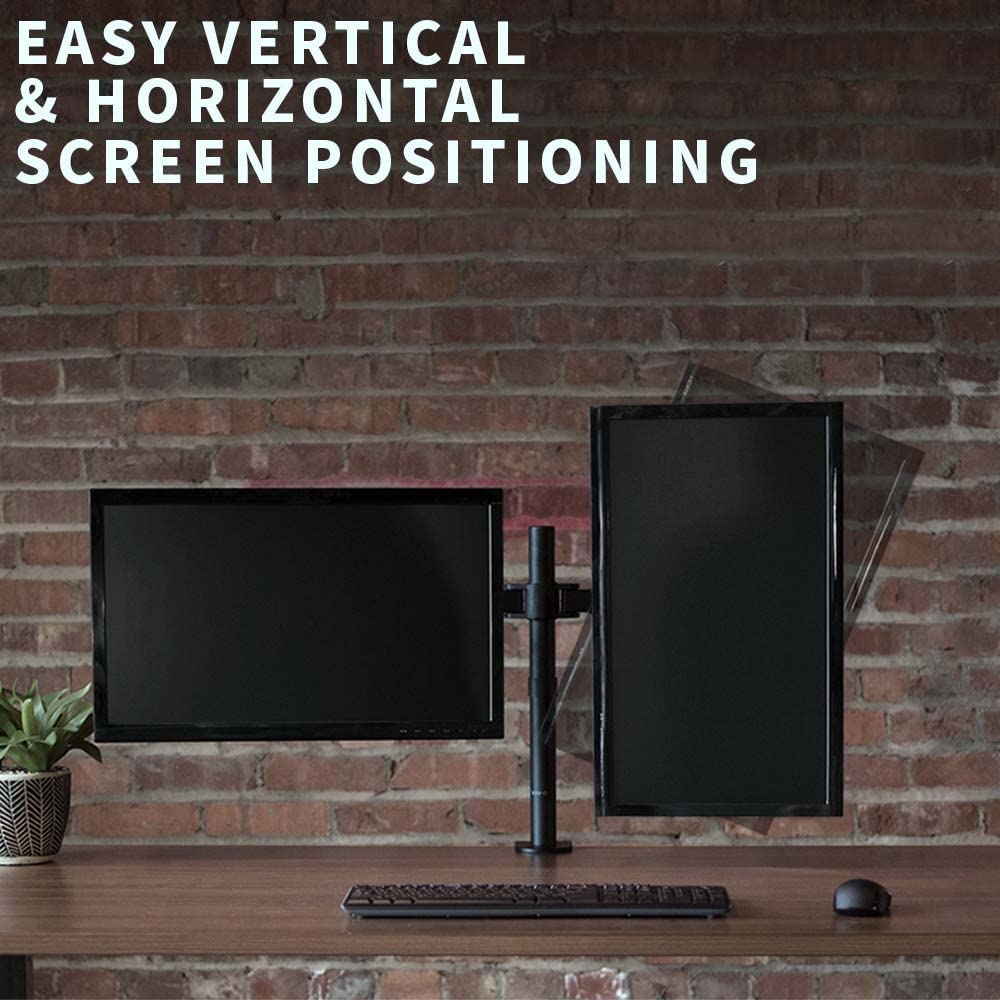 Dual monitor desk mount with easy vertical and horizontal screen positioning, vivo dual monitor stand