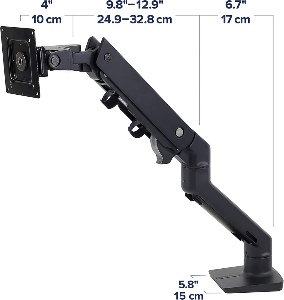 Ergotron HX Desk Monitor Arm with HD Pivot dimensions